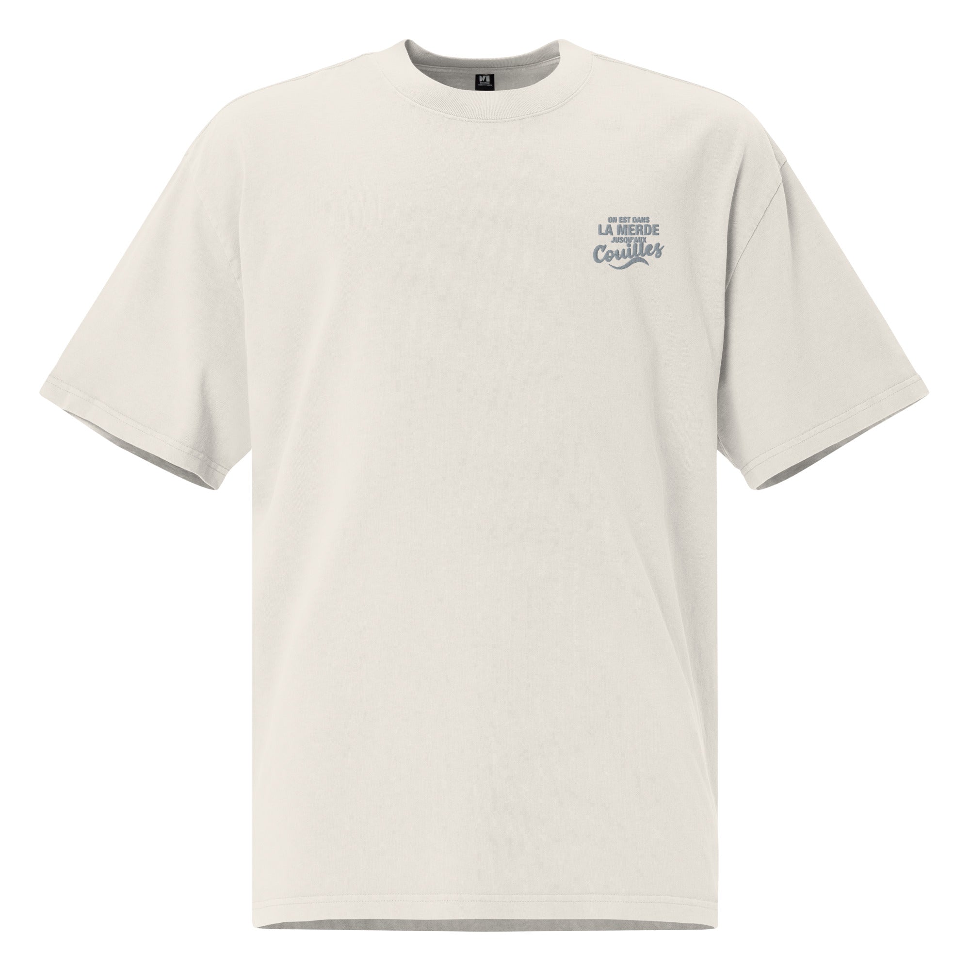 On est dans la merde - T-shirt oversize délavé - Brodé