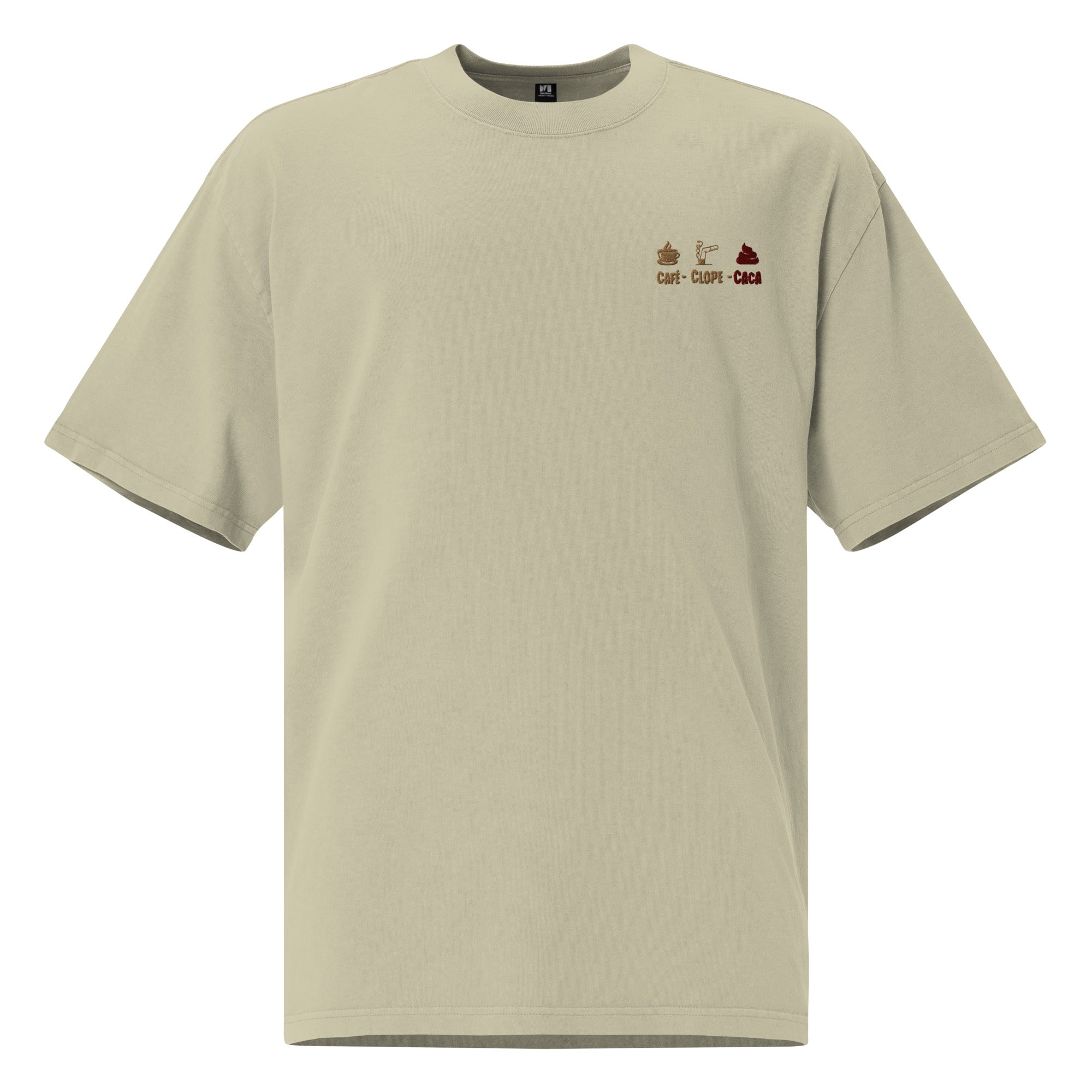 Café Clope-Caca - T-shirt oversize délavé - Brodé