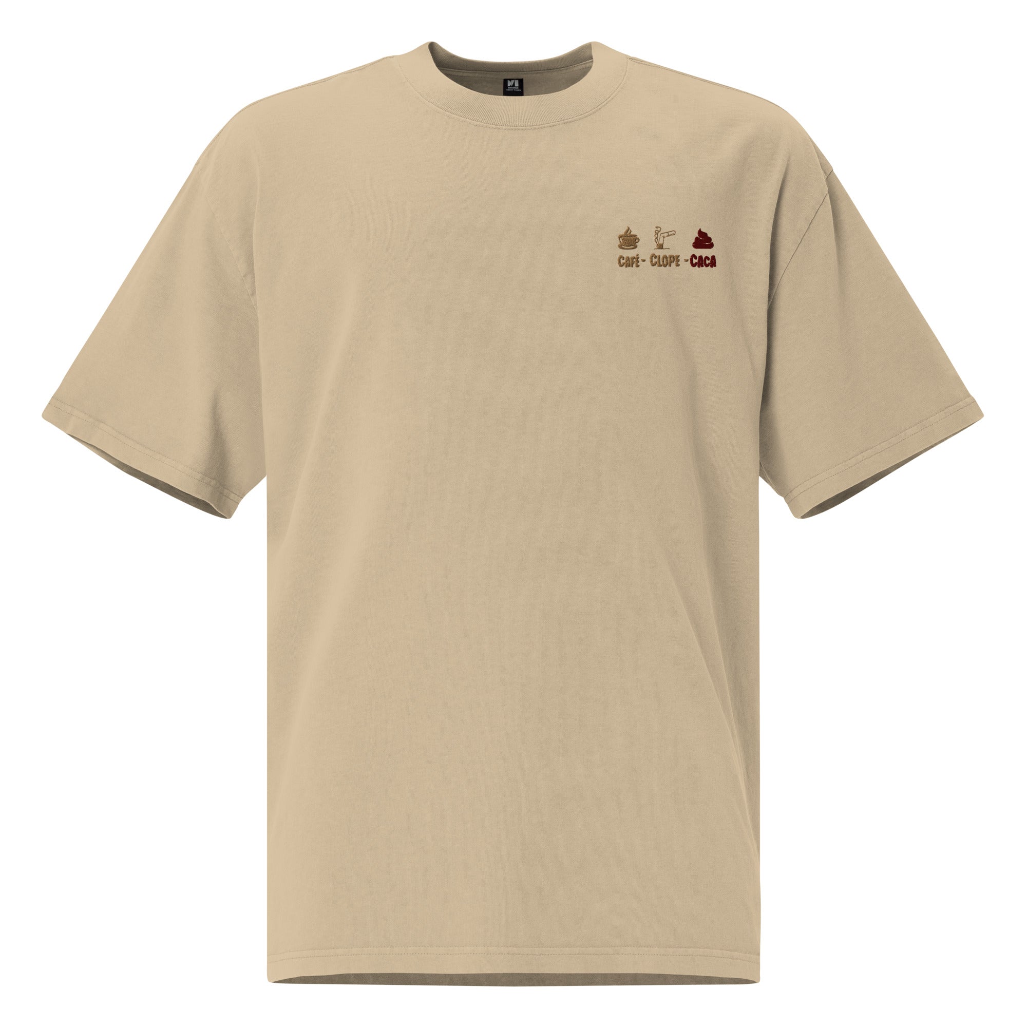Café Clope-Caca - T-shirt oversize délavé - Brodé