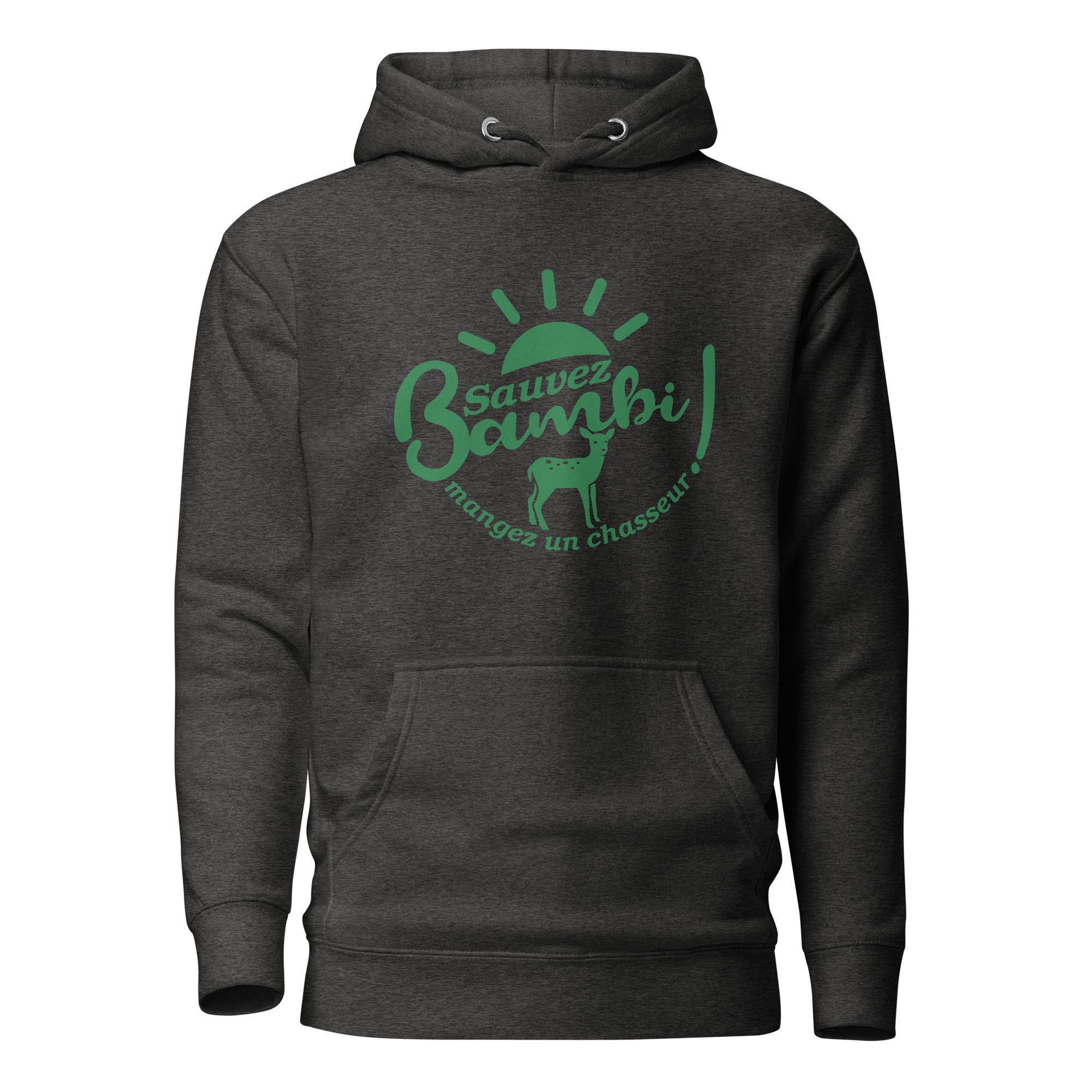 sauvez-bambi-manger-un-chasseur-sweat-capuche-personnalise-gris-foncé