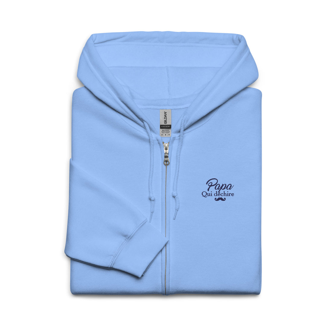 sweat-capuche-zippe-brode-papa-qui-dechire-cadeau-papa-bleu-clair