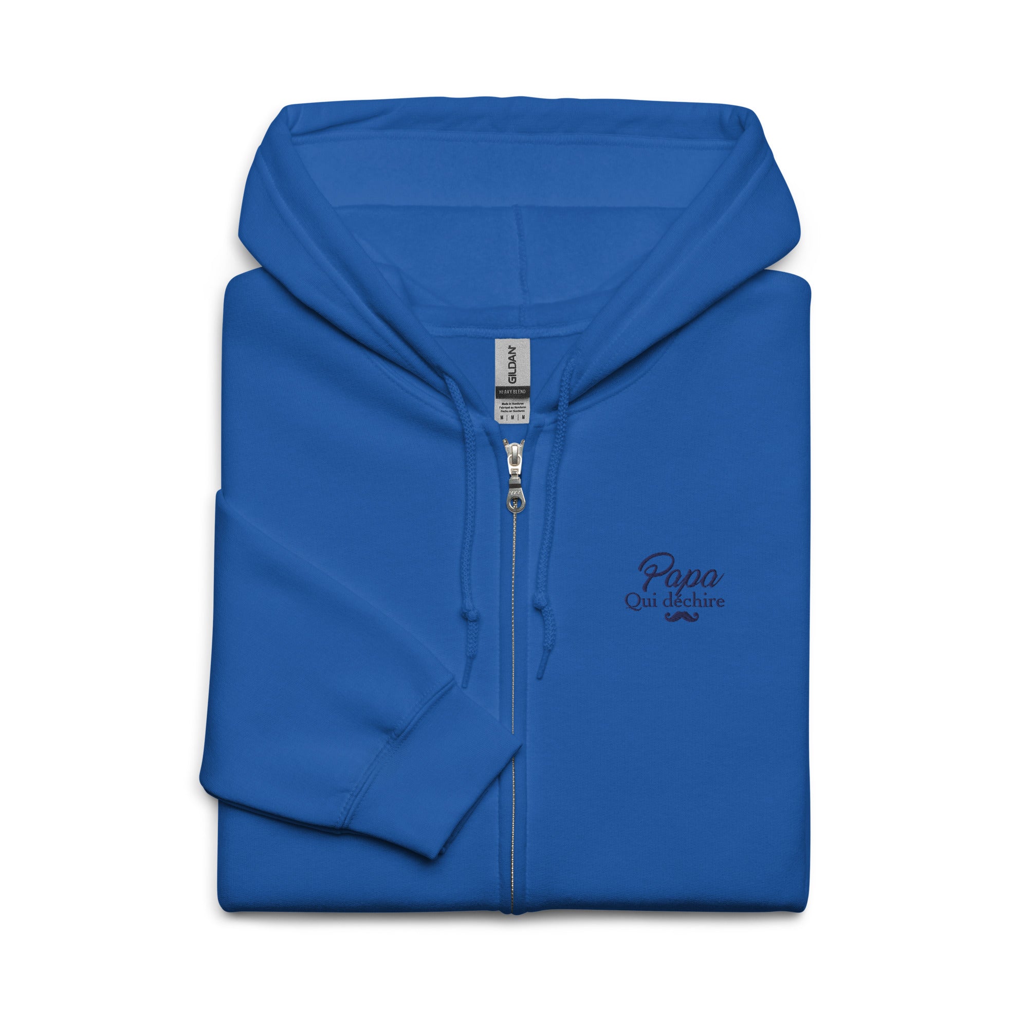 sweat-capuche-zippe-brode-papa-qui-dechire-cadeau-papa-bleu-roi-navy