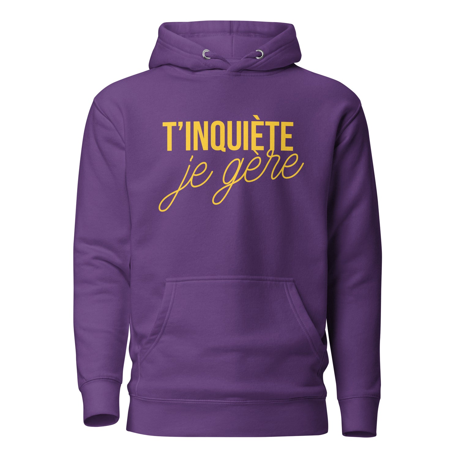 tinquiete-je-gere-sweat-capuche-personnalise-violet-jaune