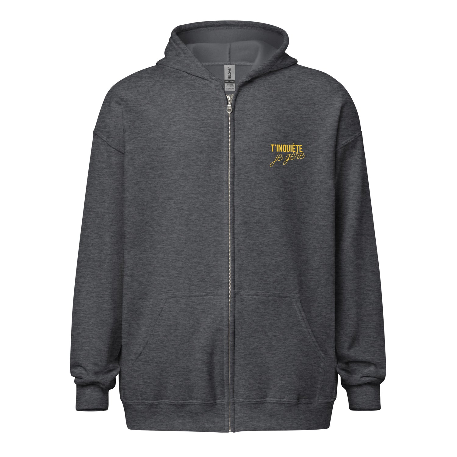 tinquiete-je-gere-sweat-capuche-zippe-gris-fonce-jaune-coeur