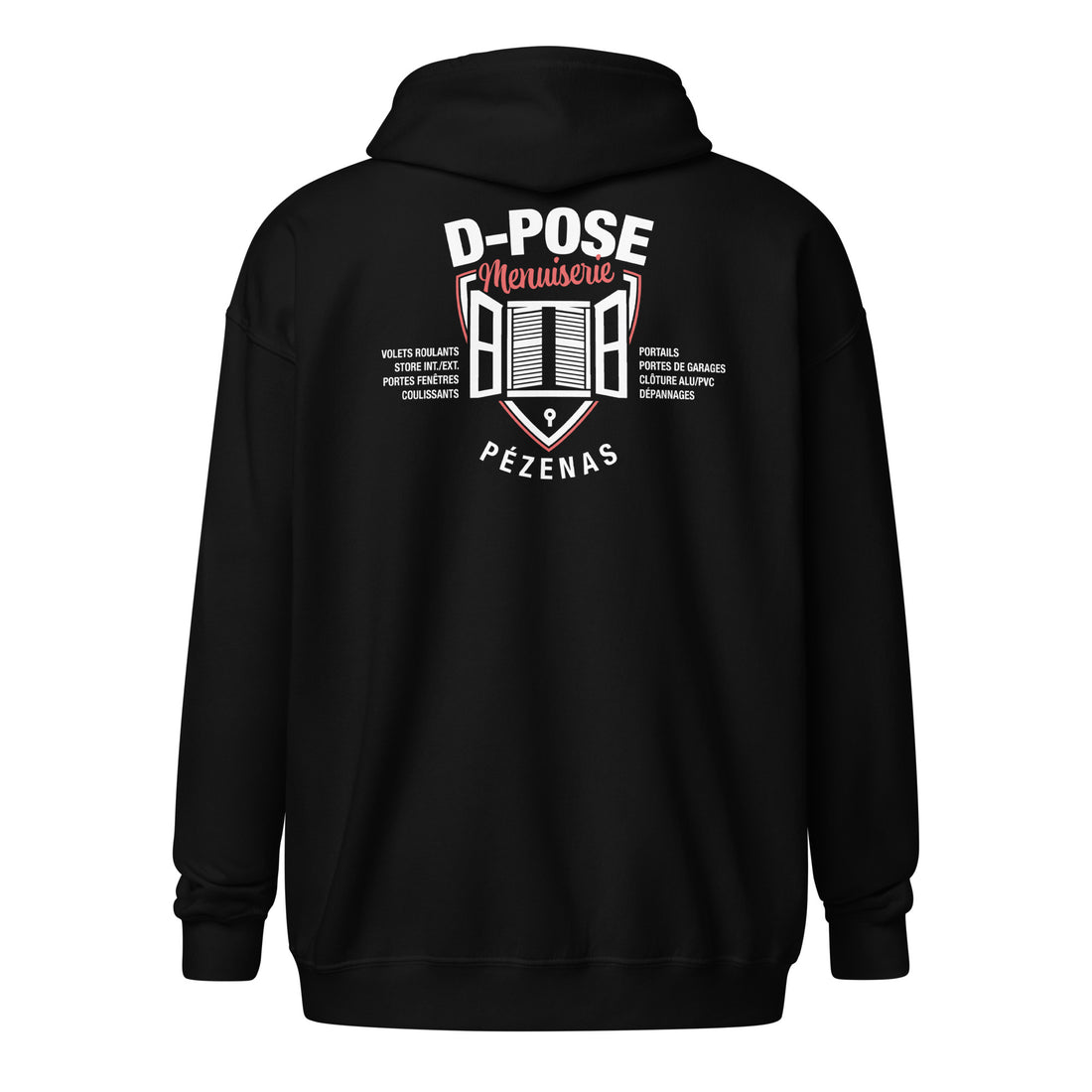 D-Pose - Sweat à capuche épais unisexe à fermeture éclair - Face et dos