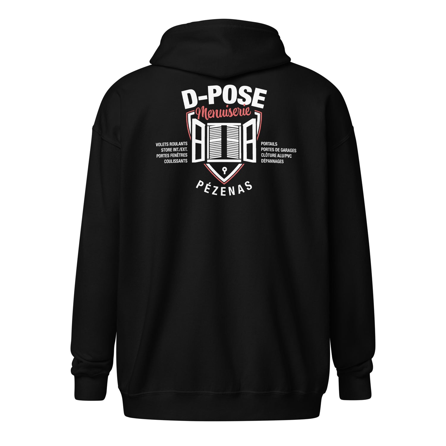 D-Pose - Sweat à capuche épais unisexe à fermeture éclair - Face et dos