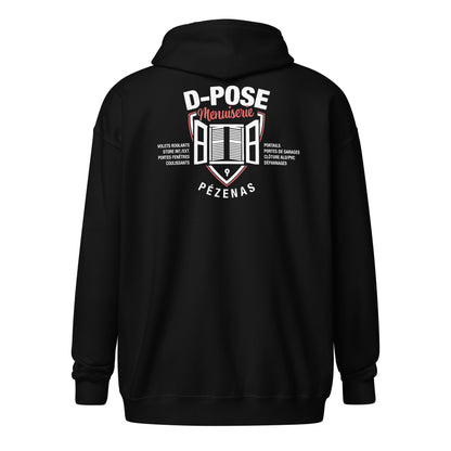 D-Pose - Sweat à capuche épais unisexe à fermeture éclair - Face et dos