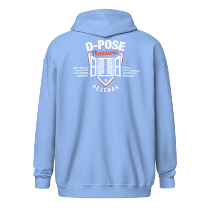 D-Pose - Sweat à capuche épais unisexe à fermeture éclair - Face et dos
