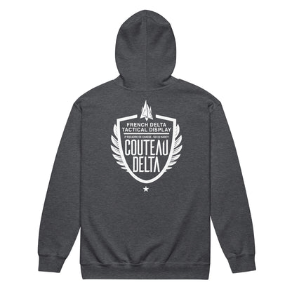 Couteau Delta Ailes - Sweat à capuche épais unisexe zippé - Coeur, Anti-Coeur &amp; Dos