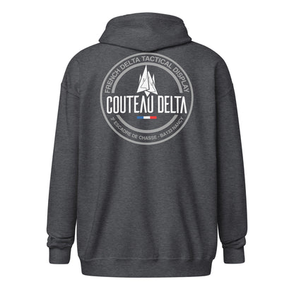 Couteau Delta - Sweat à capuche épais unisexe zippé - Coeur et dos