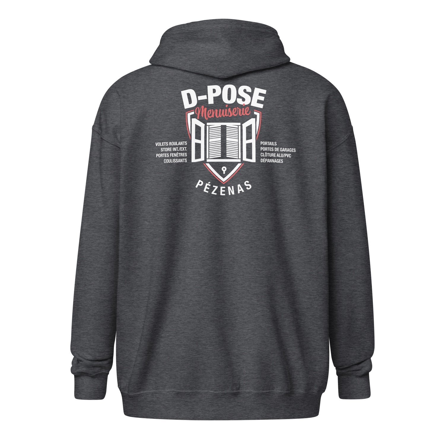 D-Pose - Sweat à capuche épais unisexe à fermeture éclair - Face et dos