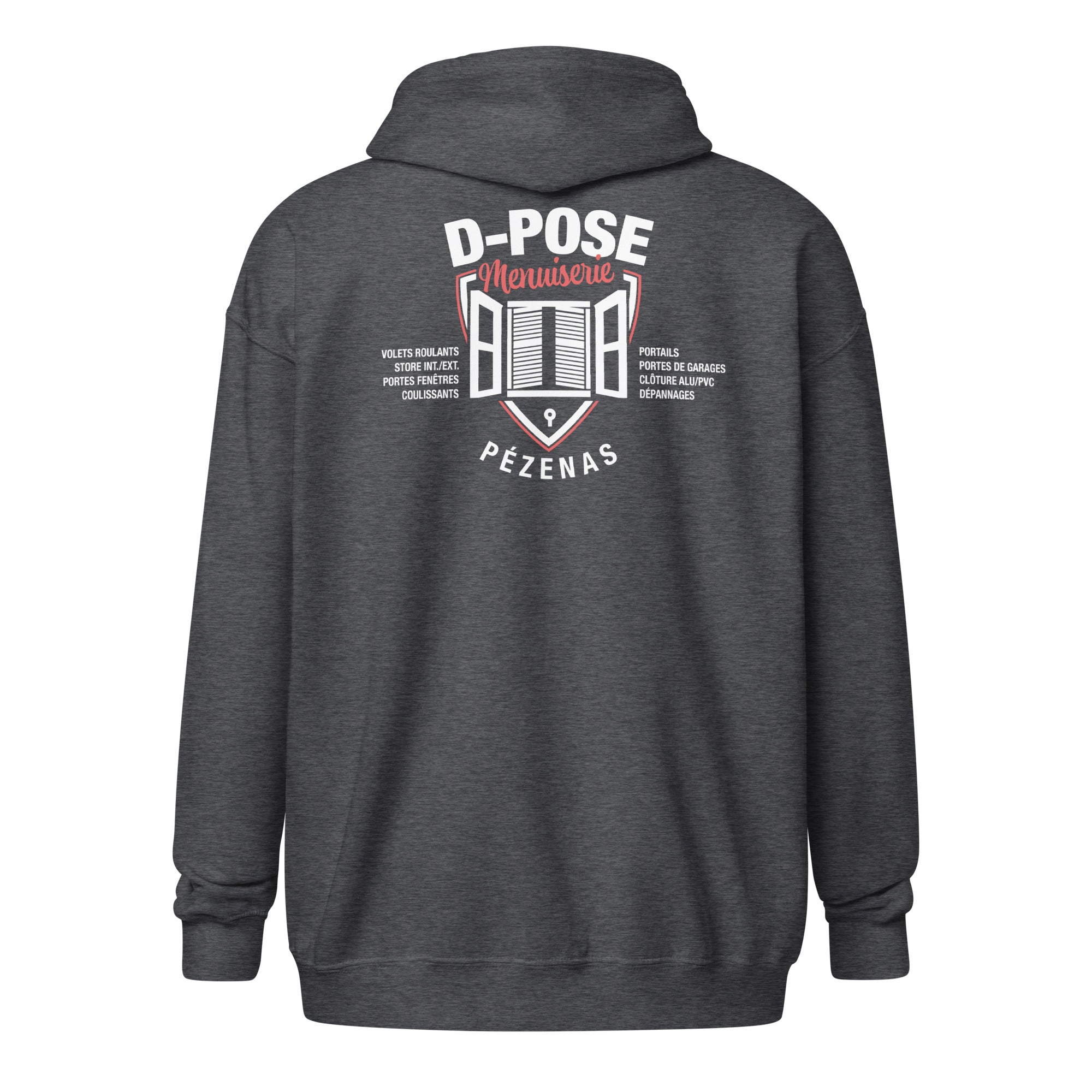D-Pose - Sweat à capuche épais unisexe à fermeture éclair - Face et dos