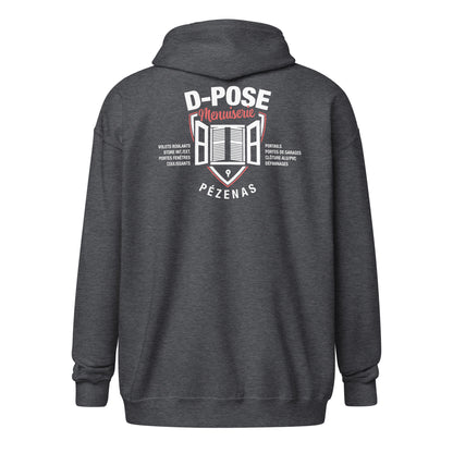 D-Pose - Sweat à capuche épais unisexe à fermeture éclair - Face et dos