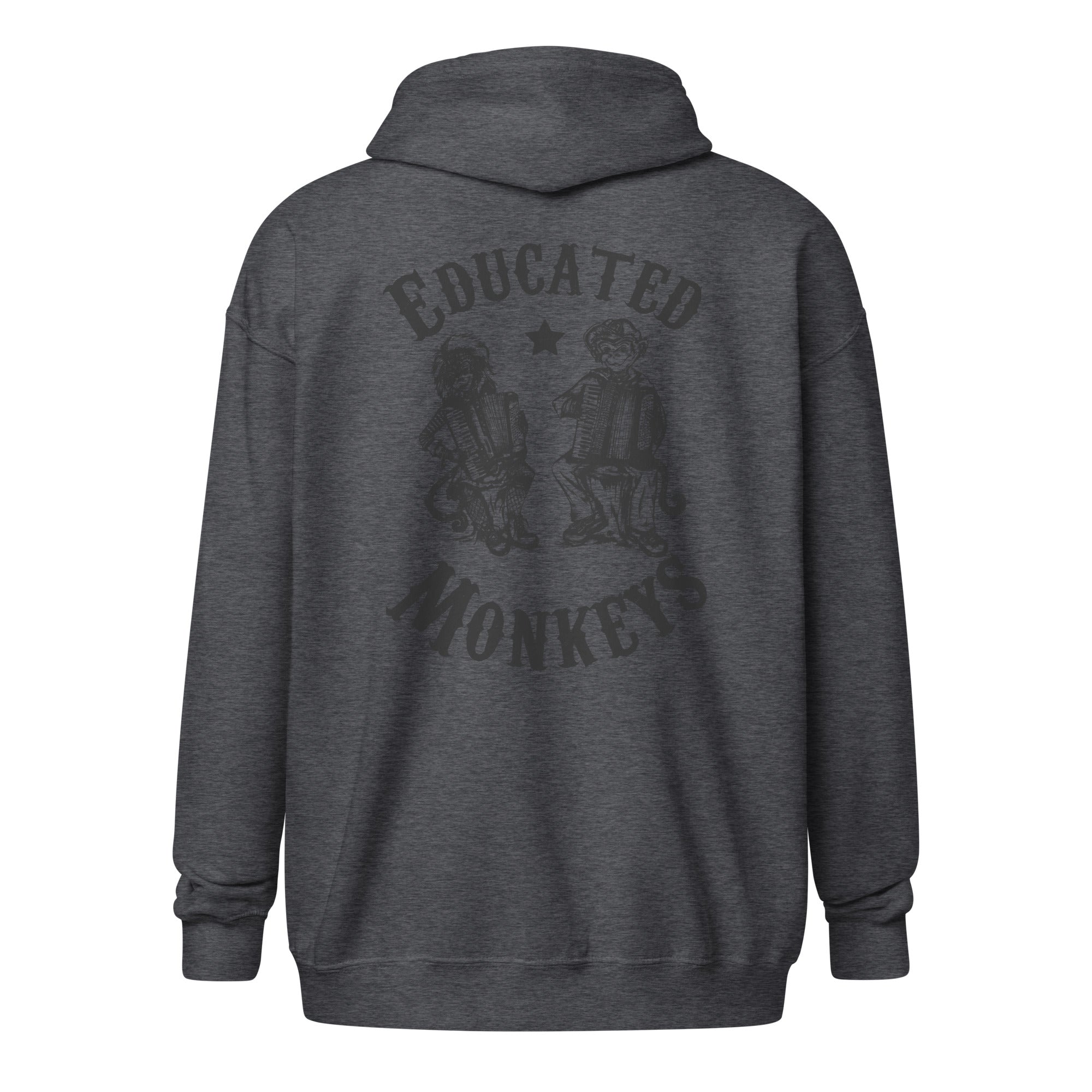 Educated Monkeys - Sweat à capuche épais unisexe à fermeture éclair - Coeur et Dos