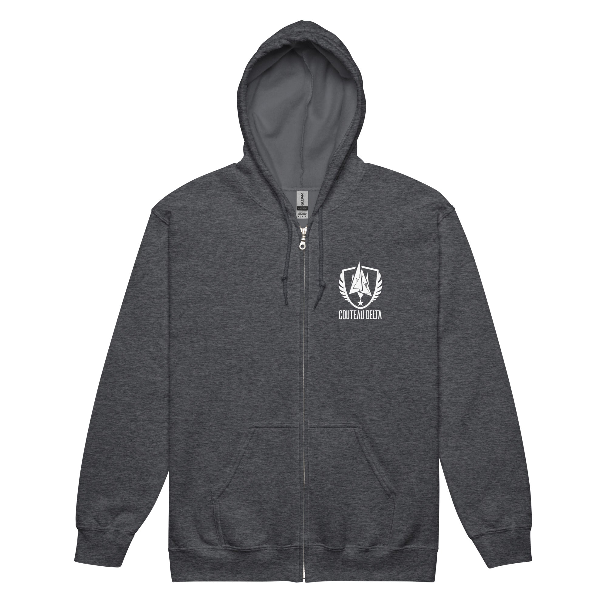 Couteau Delta Ailes - Sweat à capuche épais unisexe zippé - Coeur, Anti-Coeur &amp; Dos