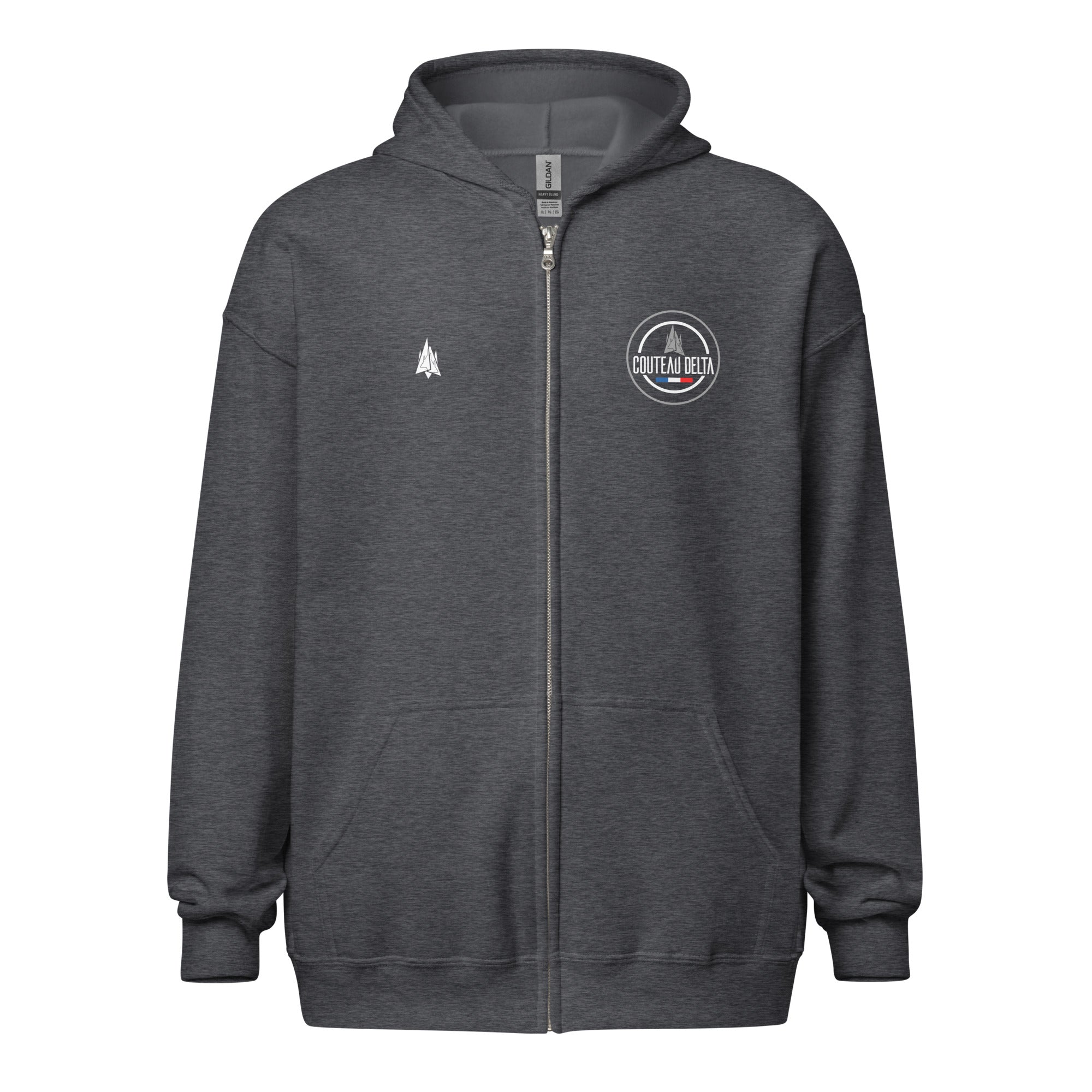 Couteau Delta - Sweat à capuche épais unisexe zippé - Coeur et dos