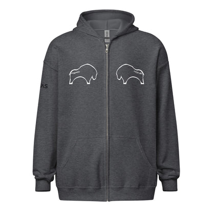 Fero Mone Sweat à capuche épais unisexe zippé - 2 marquages - Face et Manche