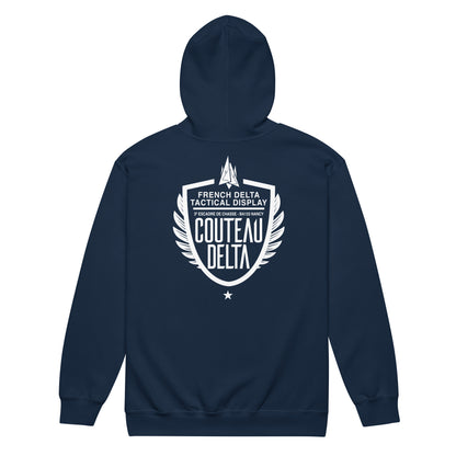 Couteau Delta Ailes - Sweat à capuche épais unisexe zippé - Coeur, Anti-Coeur &amp; Dos