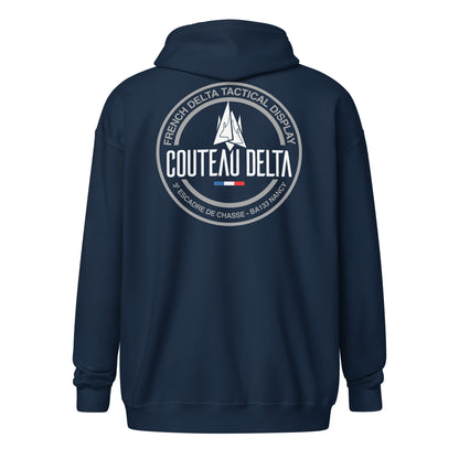 Couteau Delta - Sweat à capuche épais unisexe zippé - Coeur et dos