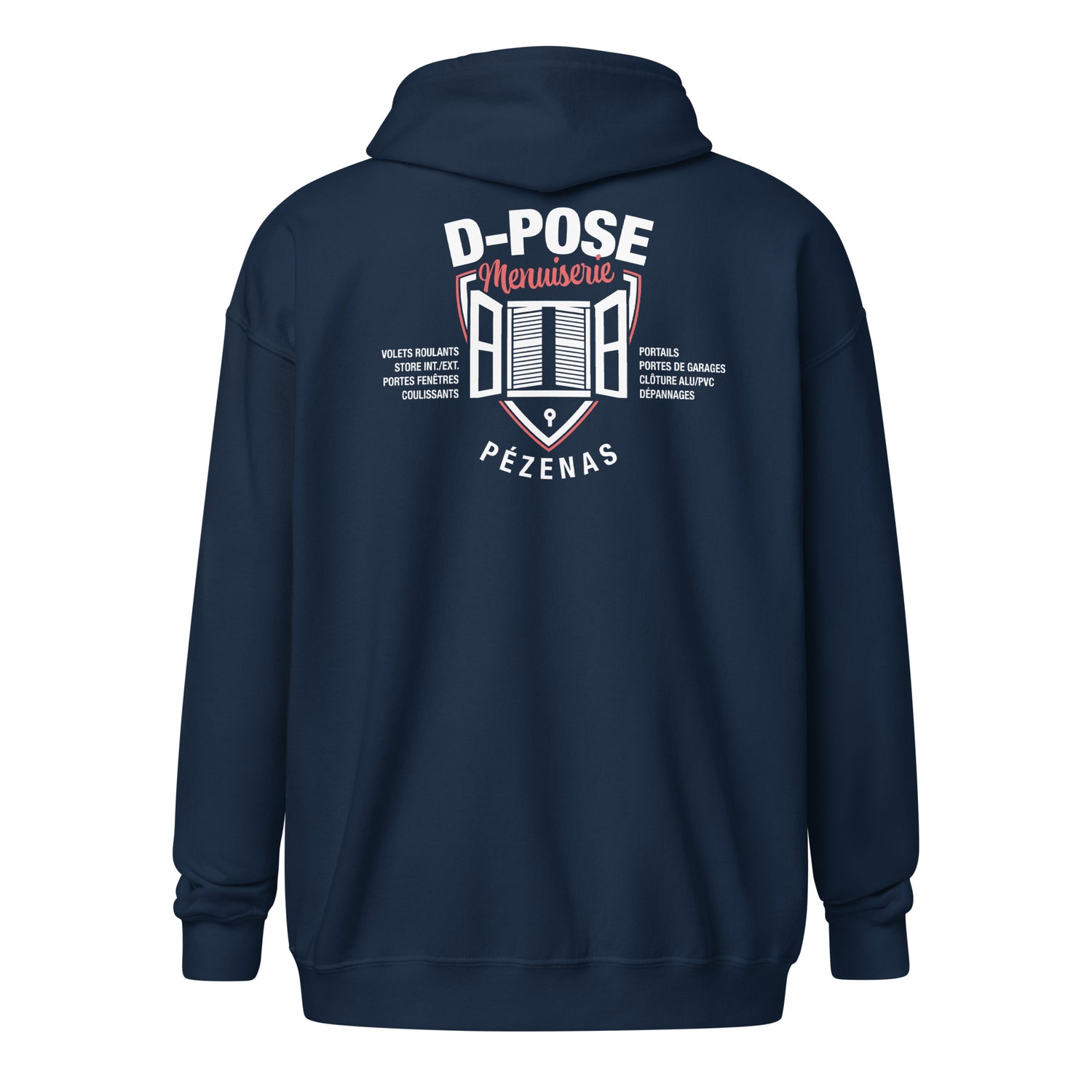 D-Pose - Sweat à capuche épais unisexe à fermeture éclair - Face et dos
