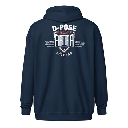 D-Pose - Sweat à capuche épais unisexe à fermeture éclair - Face et dos