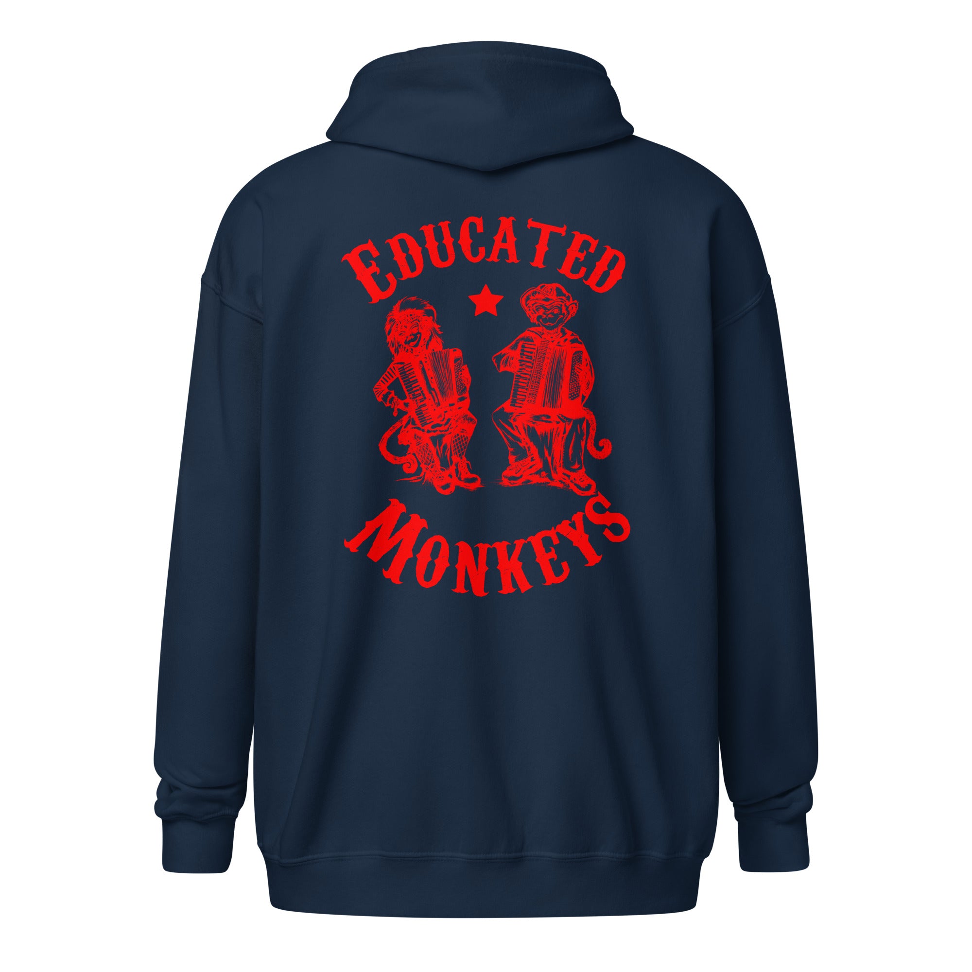 Educated Monkeys - Sweat à capuche épais unisexe à fermeture éclair - Coeur et Dos