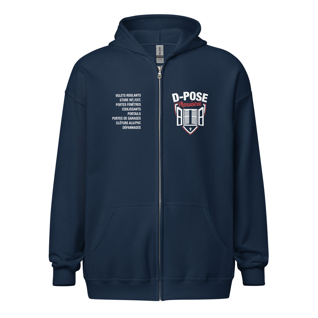 D-Pose - Sweat à capuche épais unisexe à fermeture éclair - Face