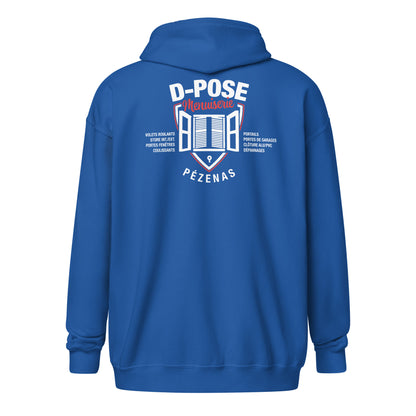 D-Pose - Sweat à capuche épais unisexe à fermeture éclair - Face et dos