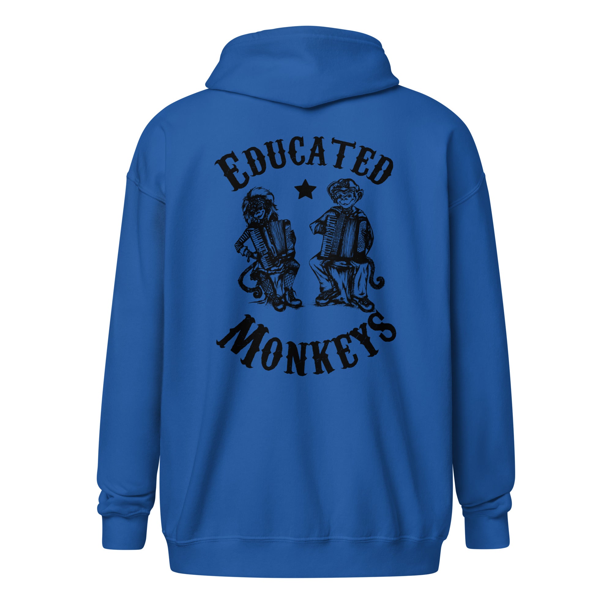 Educated Monkeys - Sweat à capuche épais unisexe à fermeture éclair - Coeur et Dos