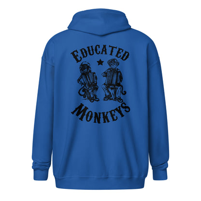 Educated Monkeys - Sweat à capuche épais unisexe à fermeture éclair - Coeur et Dos
