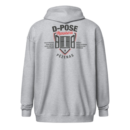 D-Pose - Sweat à capuche épais unisexe à fermeture éclair - Face et dos