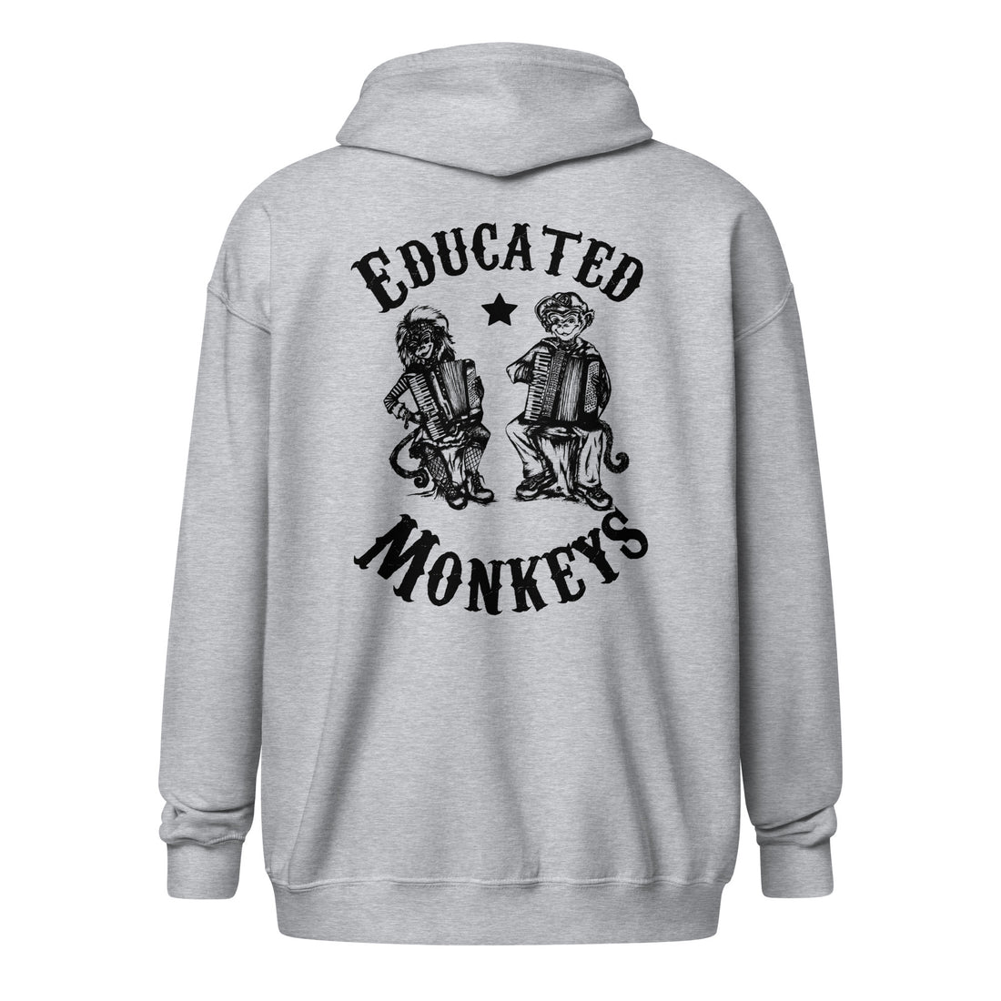 Educated Monkeys - Sweat à capuche épais unisexe à fermeture éclair - Coeur et Dos