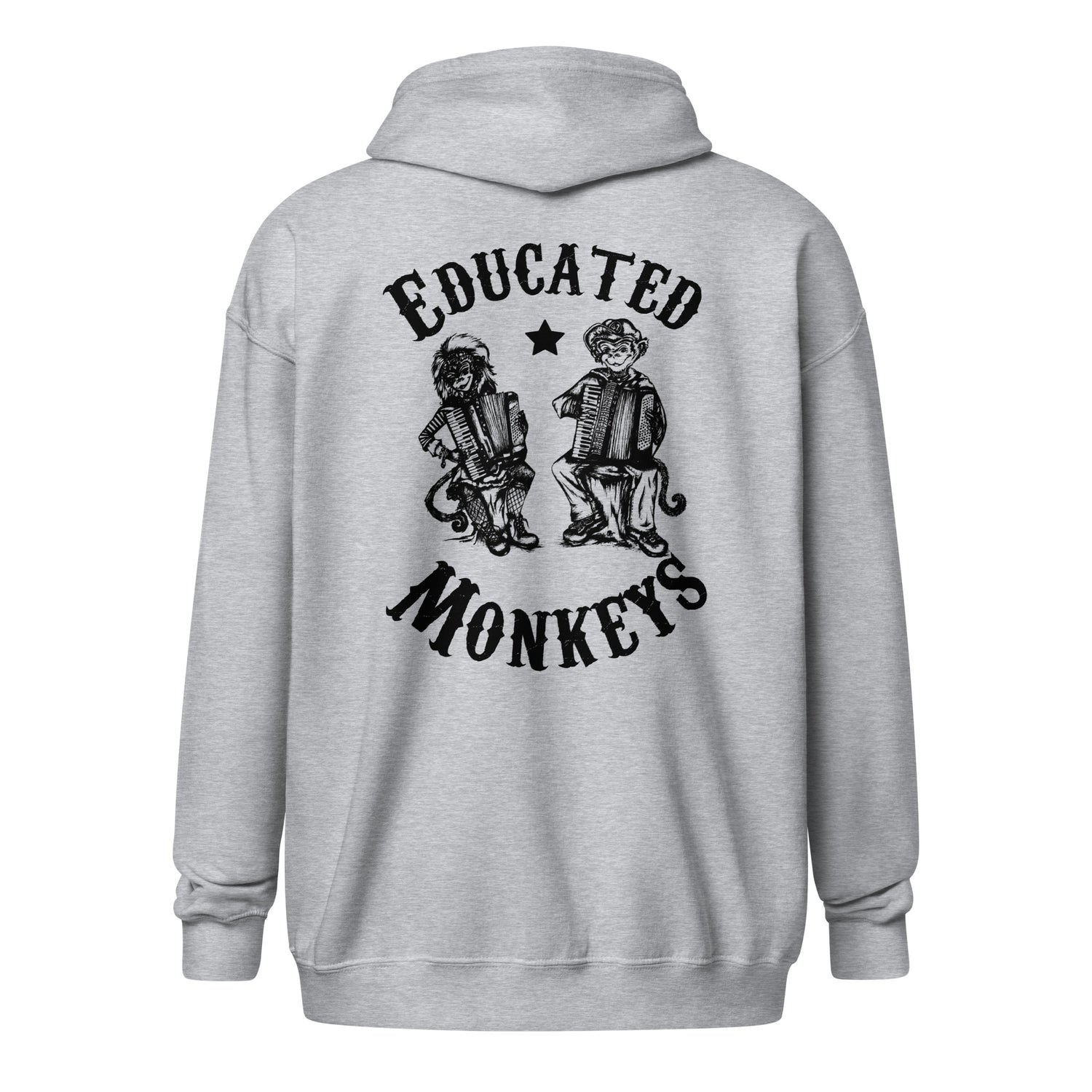 Educated Monkeys - Sweat à capuche épais unisexe à fermeture éclair - Coeur et Dos