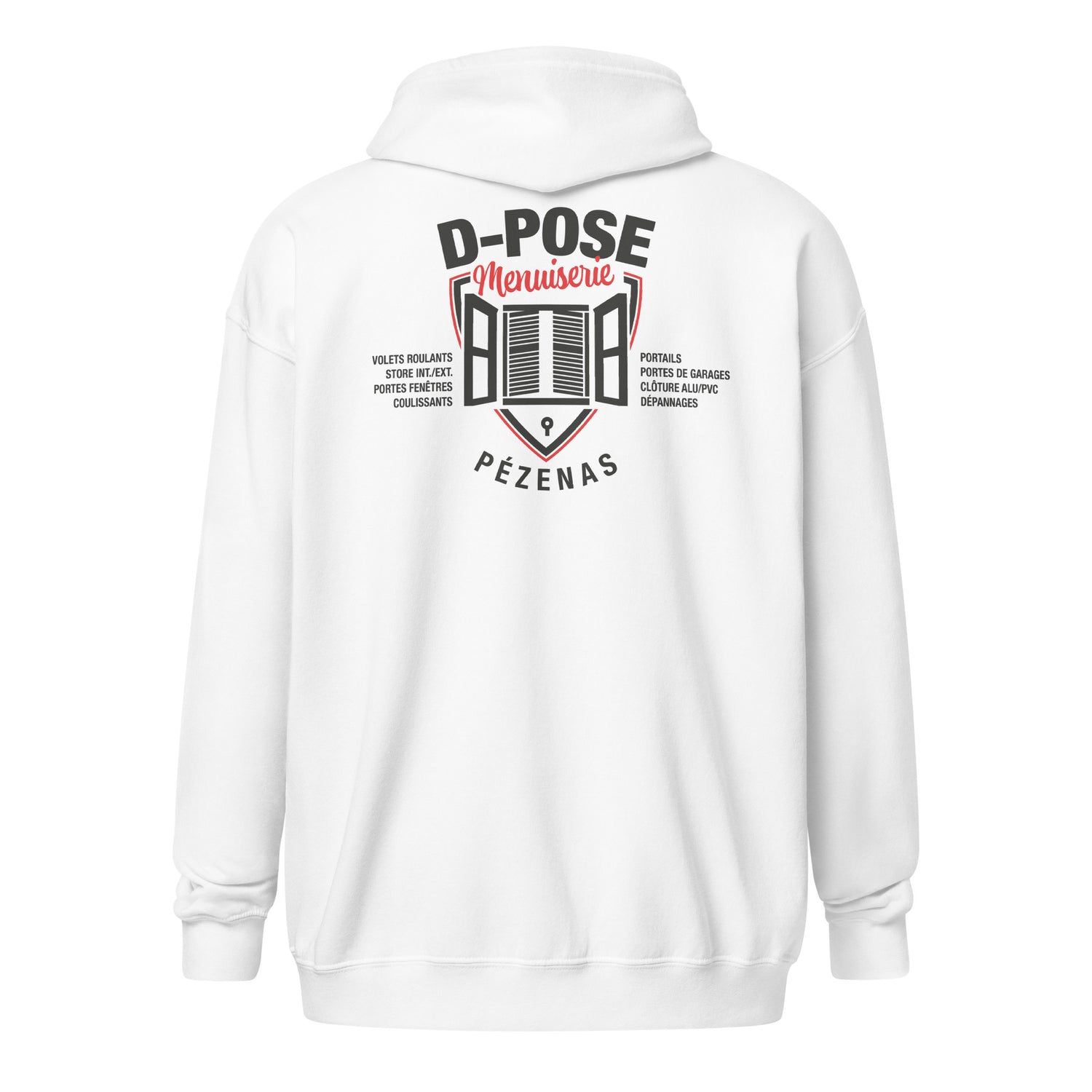 D-Pose - Sweat à capuche épais unisexe à fermeture éclair - Face et dos
