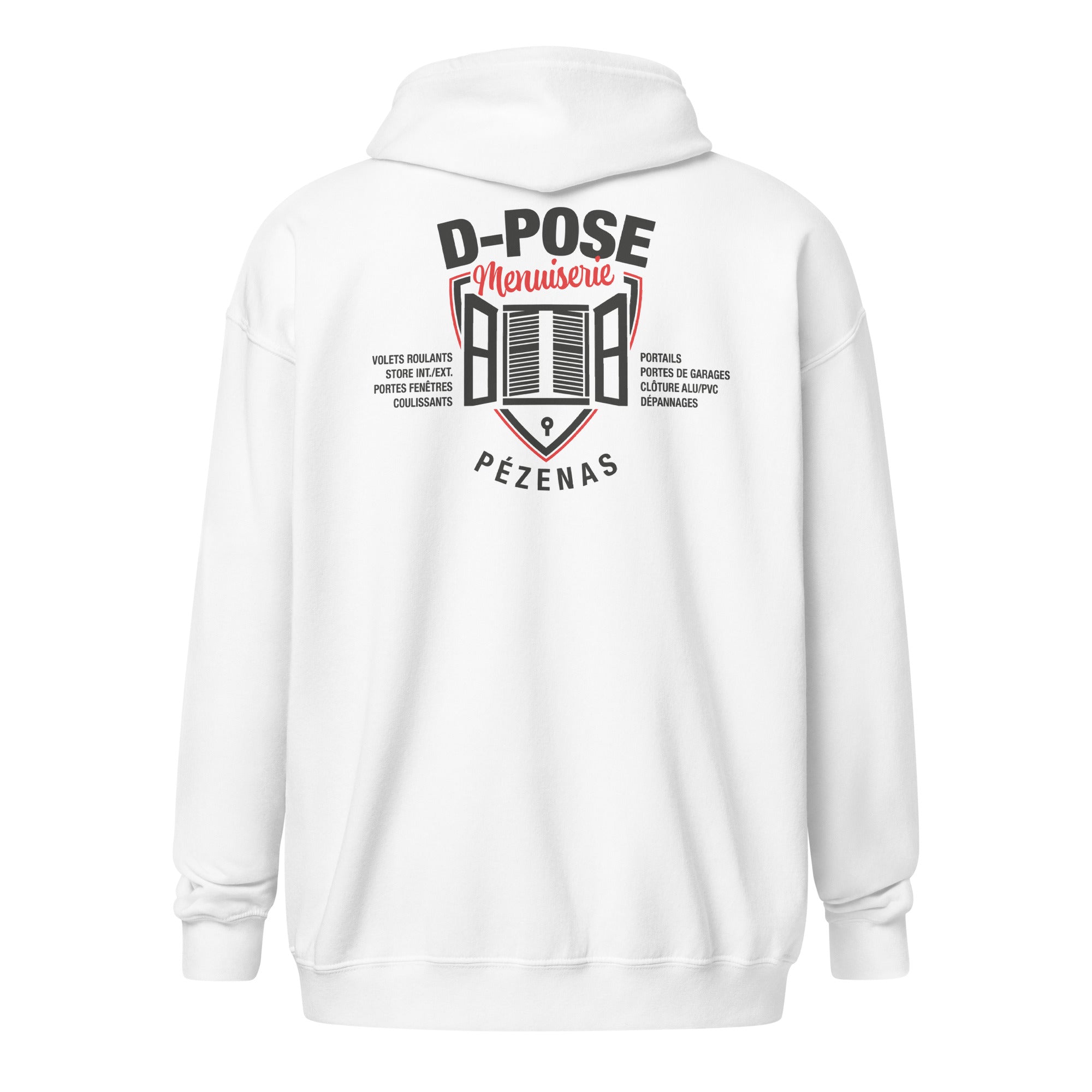 D-Pose - Sweat à capuche épais unisexe à fermeture éclair - Face et dos
