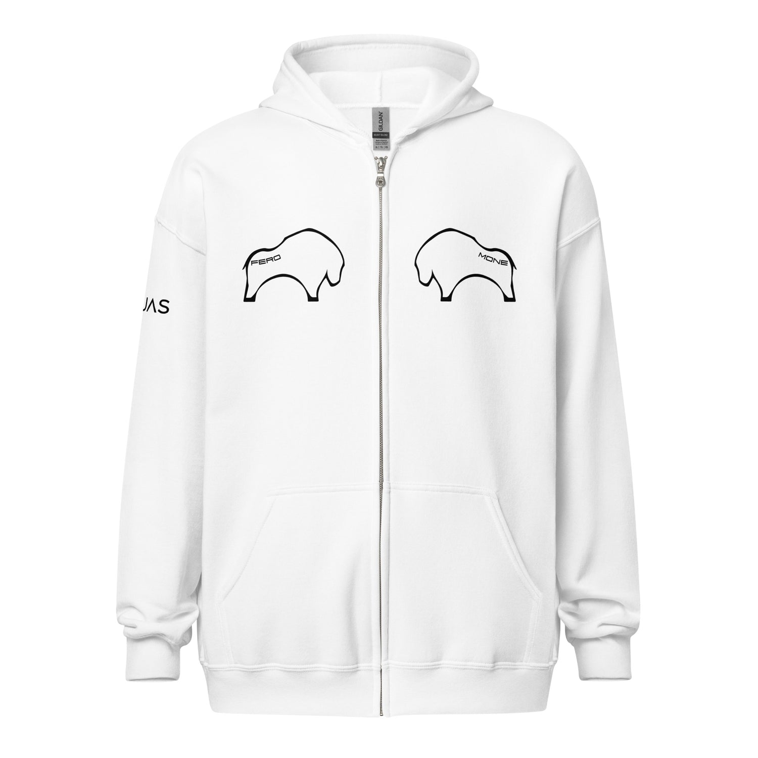 Fero Mone Sweat à capuche épais unisexe zippé - 2 marquages - Face et Manche