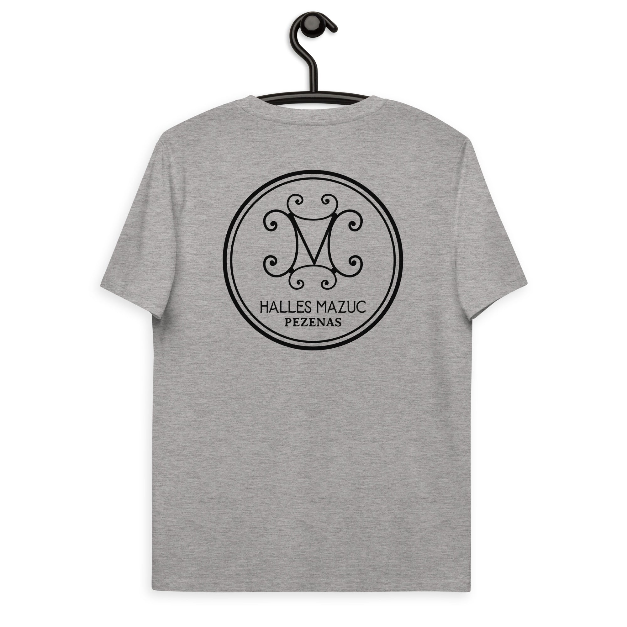 Halles Mazuc -T-shirt unisexe en coton biologique - cœur et dos.