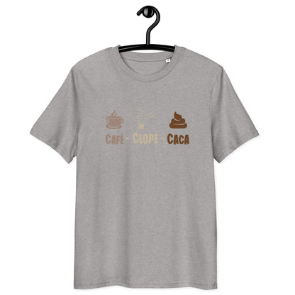 Café-clope-caca - T-shirt unisexe en coton biologique