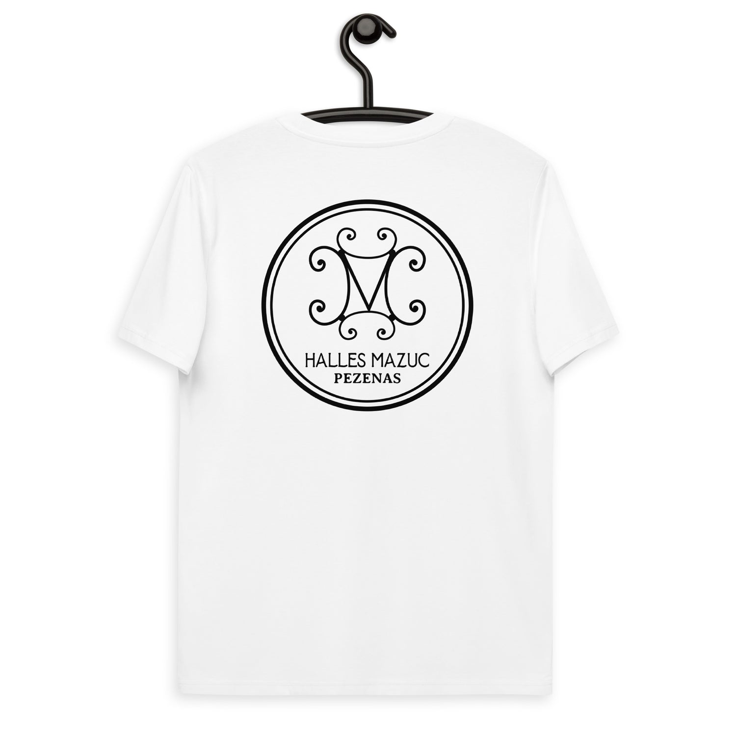 Halles Mazuc -T-shirt unisexe en coton biologique - cœur et dos.