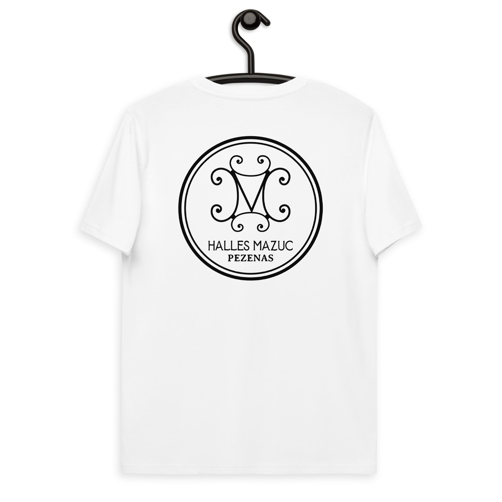 Halles Mazuc -T-shirt unisexe en coton biologique - cœur et dos.