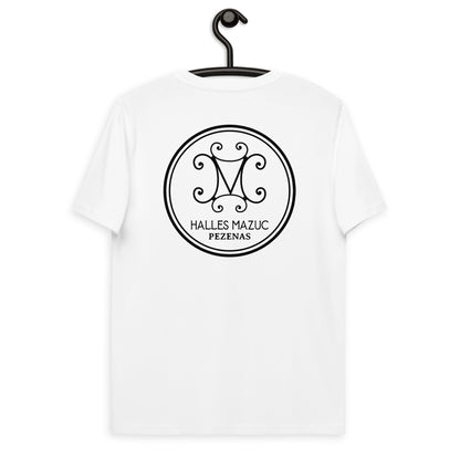 Halles Mazuc -T-shirt unisexe en coton biologique - cœur et dos.