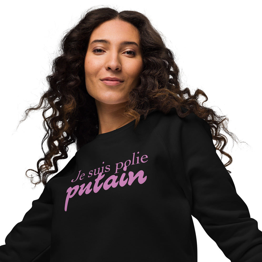 Je suis polie - Sweat col rond écologique raglan unisexe