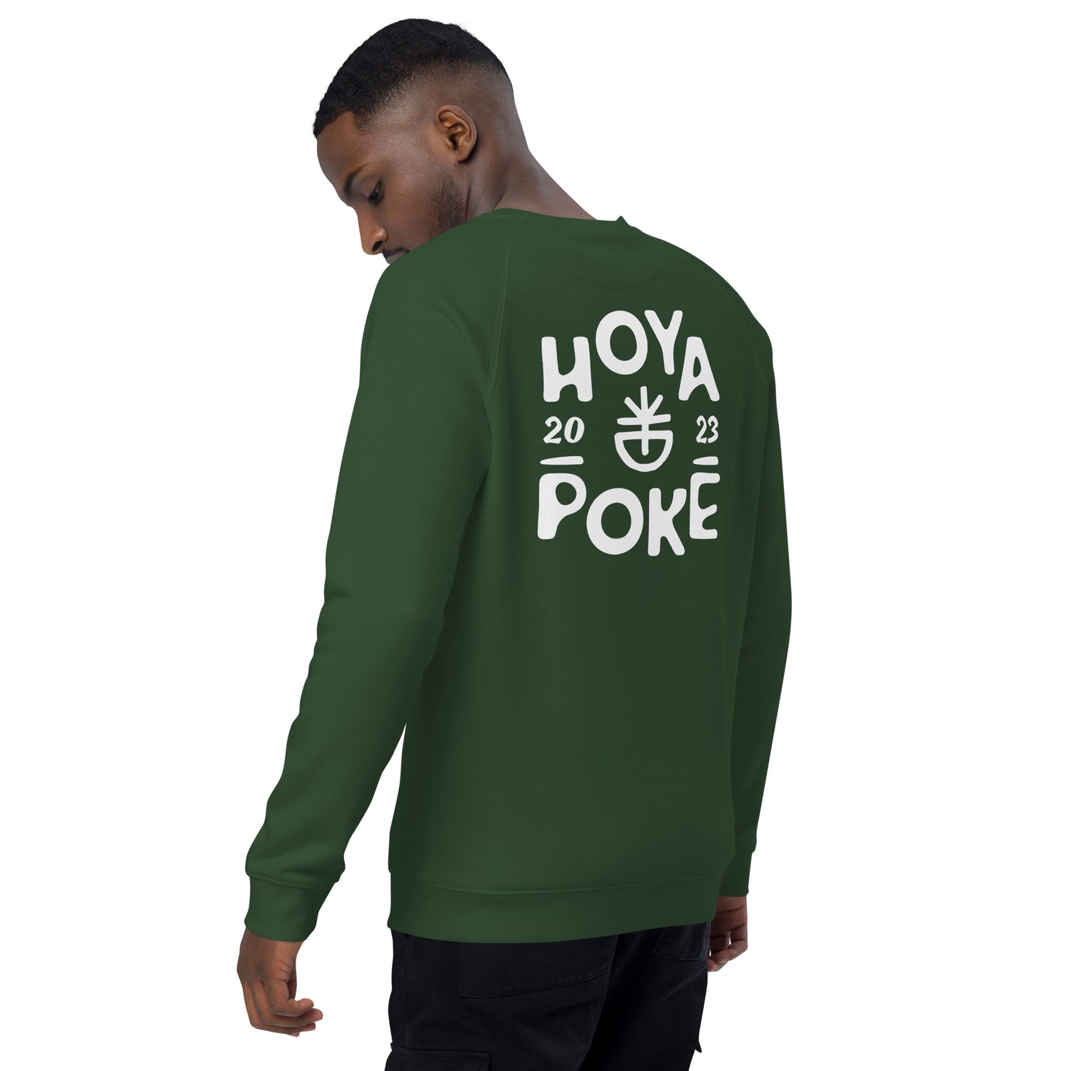 Hoya Poké - Sweat Col Rond écologique raglan unisexe impression cœur et dos