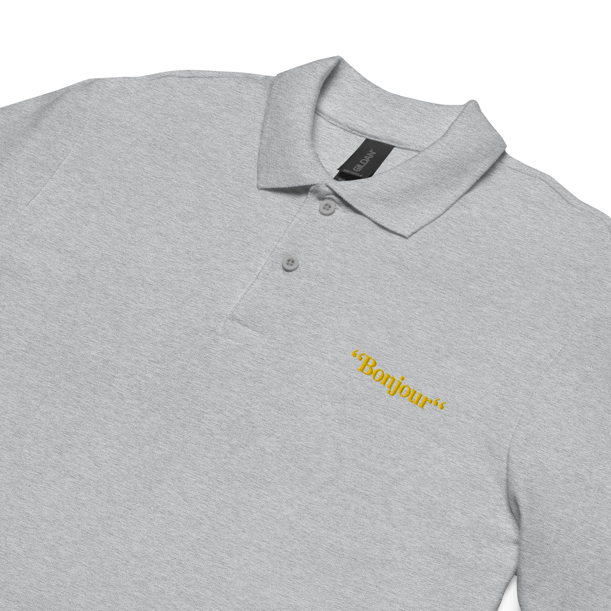 "Bonjour" - Polo piqué unisexe - Brodé