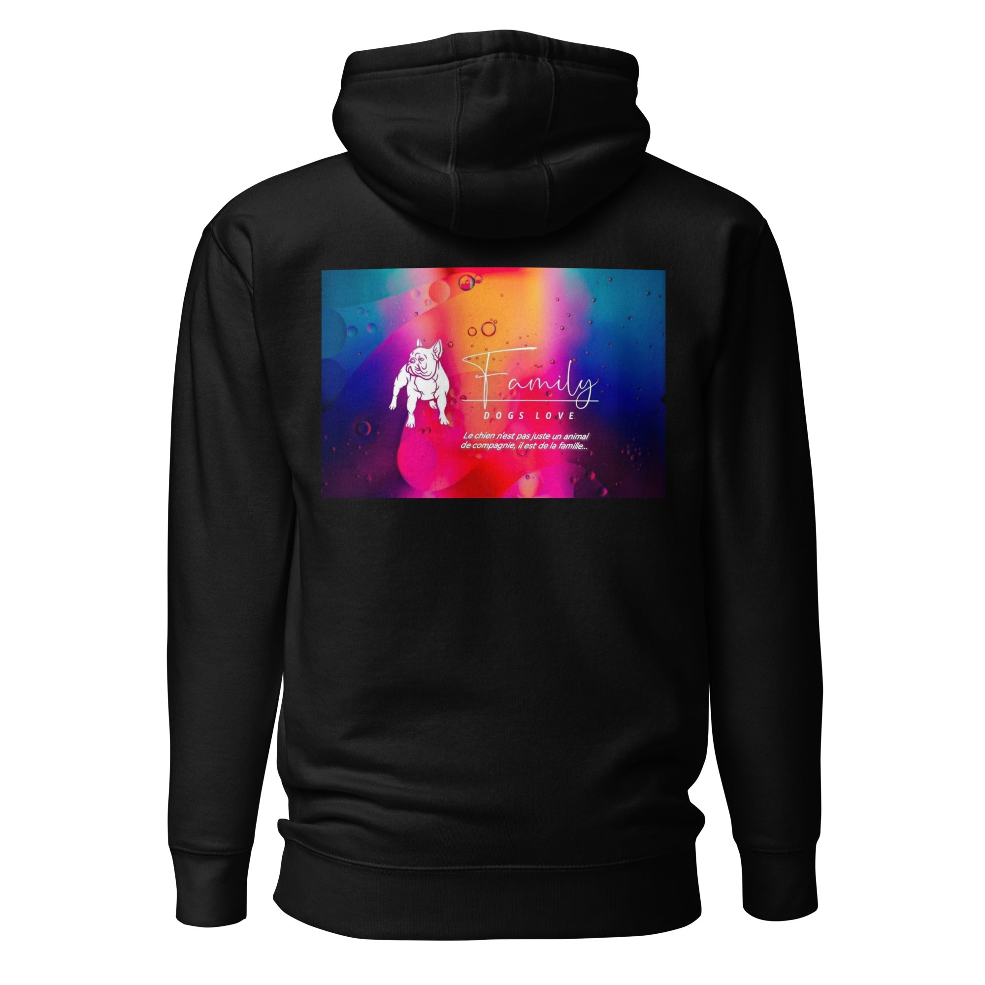 Family Dogs Loves - Sweat à Capuche Unisexe impression cœur et dos