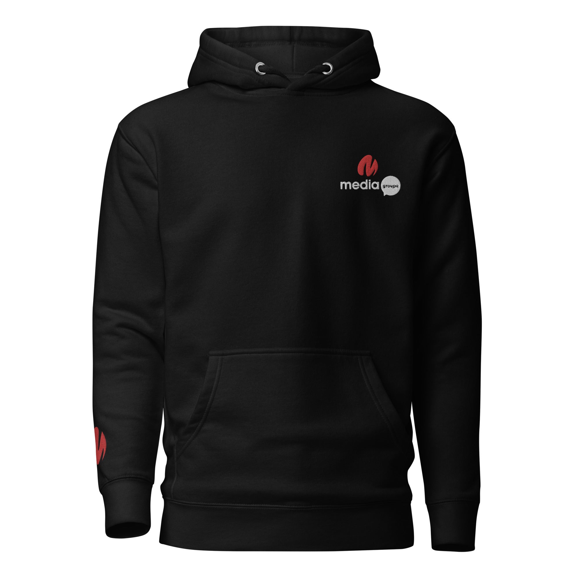 Media Group - Pro - Sweat à Capuche Unisexe - Brodé - Cœur &amp; Manche