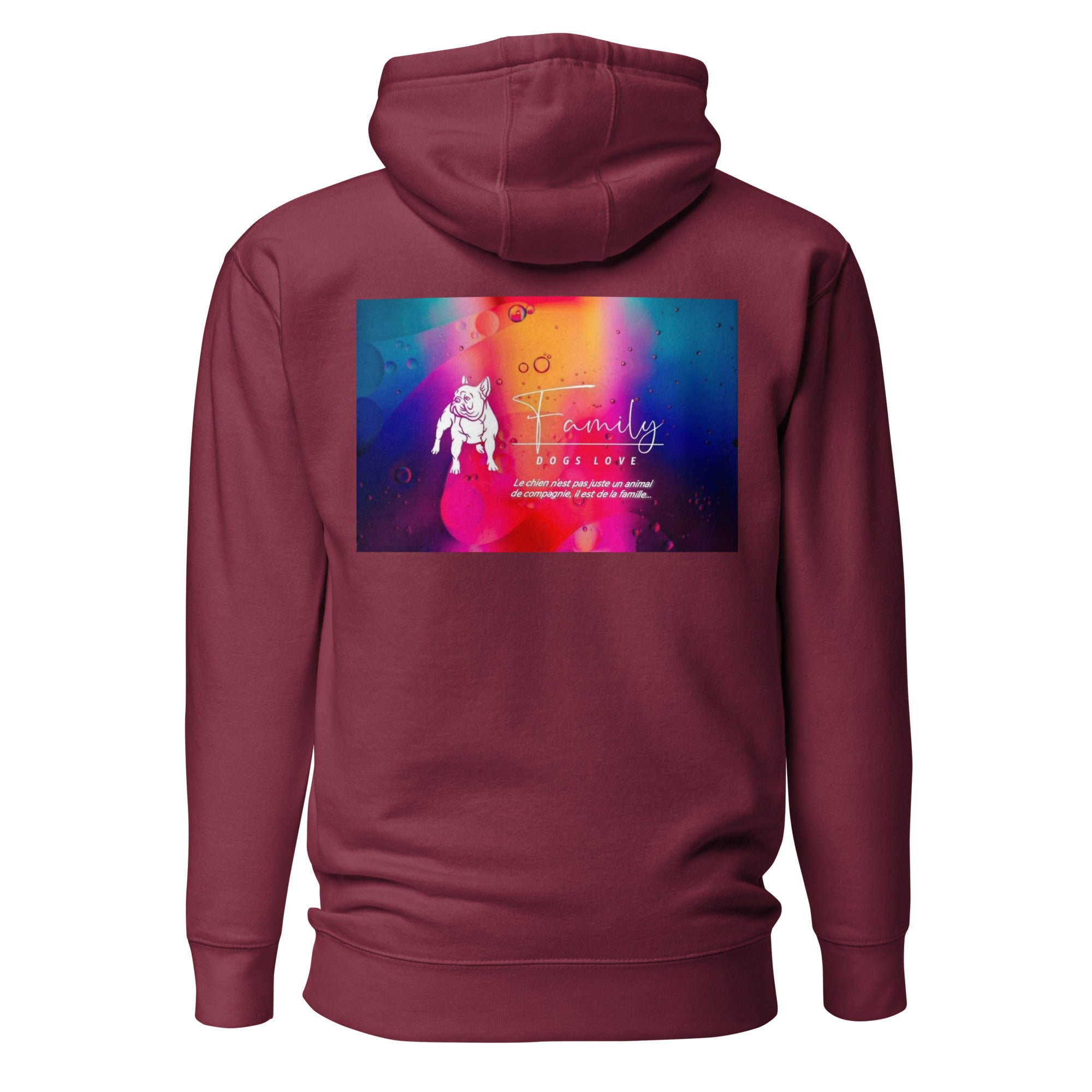 Family Dogs Loves - Sweat à Capuche Unisexe impression cœur et dos