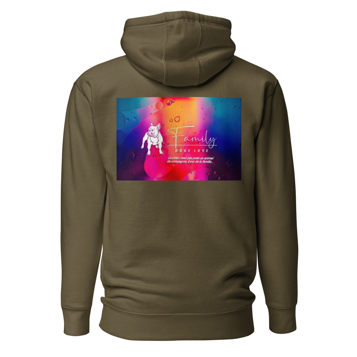 Family Dogs Loves - Sweat à Capuche Unisexe impression cœur et dos