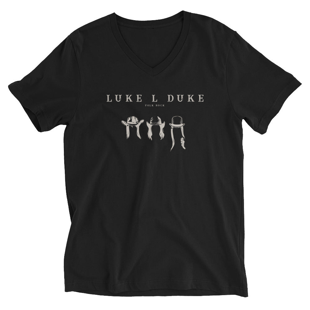 Luke L Duke - Têtes - T-shirt Unisexe à Manches Courtes et Col V