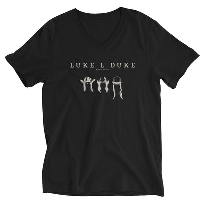 Luke L Duke - Têtes - T-shirt Unisexe à Manches Courtes et Col V